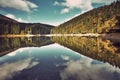 Mountain lake. Amazing panorama at sunset. Instagram filter Royalty Free Stock Photo