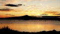 Sunset at Lake Hornavan near Arjeplog in summer in Lapland, Sweden Royalty Free Stock Photo