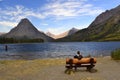 Mountain Lake and Bench Royalty Free Stock Photo