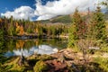 Mountain lake called Rakytovske pliesko in autumn colors in High Tatras mountains in Slovakia Royalty Free Stock Photo