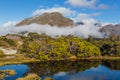 Mountain lake and clouds , Key Summit Trail, Routeburn Track, New Zealand Royalty Free Stock Photo