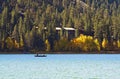 Mountain Lake with Fishing Boa Royalty Free Stock Photo
