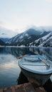 Mountain lake in the forest with mirror water Royalty Free Stock Photo