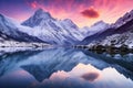 Mountain lake in Himalayas at sunset, Nepal, Asia, Mountain lake with perfect reflection at sunrise. Beautiful landscape with