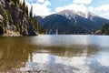 Mountain lake Kolsay average, Mynzhilgy, in the Tien Shan mountains Royalty Free Stock Photo