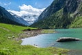 Mountain lake landscape in the Alps, Austria, Tyrol, Stilluptal Lake, Zillertal Alps Royalty Free Stock Photo