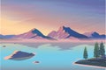 Mountain lake landscape vector illustration. Royalty Free Stock Photo