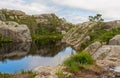 Mountain lake landscape, way to Pulpit Rock, Norway Royalty Free Stock Photo