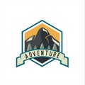 Mountain Lake Logo Badge, Mountain nature landscape logo