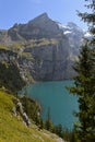 mountain lake Oeschinensee, Kandersteg, Bernese Oberland, Switzerland Royalty Free Stock Photo