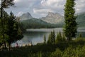 Mountain lake, peak Bird and peak Zvezdniy