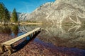 Wooden boat pier on the lake