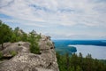 Mountain lake with the rock looking like a face Royalty Free Stock Photo