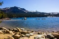 Mountain Lake In Springtime With Shoreline Boulders