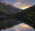 Mountain lake during sunrise - Morskie Oko, Tatra Mountains, Poland Royalty Free Stock Photo