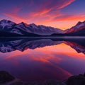 Mountain lake at sunset. Landscape with mountains and sky. Royalty Free Stock Photo
