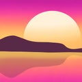 Mountain Lake Sunset Sky Landscape View Graphic wallpaper Background