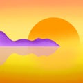 Mountain Lake Sunset Sky Landscape View Graphic wallpaper Royalty Free Stock Photo