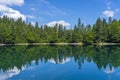 Mountain lake surrounded by dense coniferous and beech forest. Montenegro, Europe Royalty Free Stock Photo
