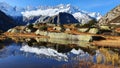 Mountain lake with reflection in Switzerland Uri