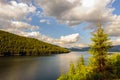 Mountain Lake Vidra summer evening view Royalty Free Stock Photo