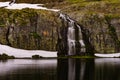 Mountain lake waterfall Flotvatnet Norway Royalty Free Stock Photo