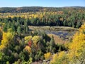 Mountain lake in woodlands in colourful fall foliage Ontario parks autumn colours landscape Royalty Free Stock Photo