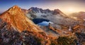 Mountain landcape panorama at summer with lake in Tatras, Poland Royalty Free Stock Photo