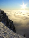 Mountain landscape above a sea of clouds, alps Royalty Free Stock Photo