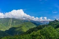 Mountain landscape against cloudy blue sky Royalty Free Stock Photo
