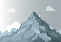 Mountain landscape. Alpine Mountain graphic top, high shape stone on background sky. Vector Isolated