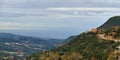 Mountain landscape in altitude in Lebanon Annaya with an open view on the mediterranee in a far end Royalty Free Stock Photo