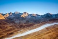 Mountain landscape in autumn against the blue sky