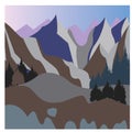 Mountain landscape background, colorful illustration, flat design, vector Royalty Free Stock Photo