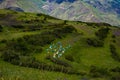 Mountain landscape beautiful green mountains with Alpine lush meadows Royalty Free Stock Photo