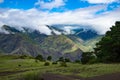 Mountain landscape beautiful green mountains with Alpine lush meadows