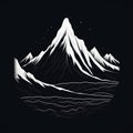 Minimalist Black And White Illustration Of Night Mountains