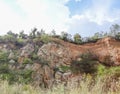 Mountain landscape with blue sky and trees Royalty Free Stock Photo