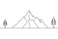 Mountain landscape continuous one line drawing on white background Royalty Free Stock Photo