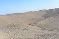 Mountain landscape, desert. Makhtesh Ramon Crater in Negev desert, Israel. Stony desert panoramic view. Unique relief Royalty Free Stock Photo