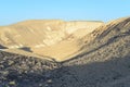 Mountain landscape, desert. Makhtesh Ramon Crater in Negev desert, Israel. Stony desert panoramic view. Unique relief Royalty Free Stock Photo