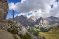 The mountain landscape of the Dolomites with a view of the Marmolada massif