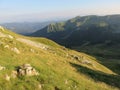 Mountain landscape elevated sunny slopes