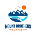 Mountain landscape emblem logo design