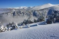 Mountain landscape and fog. Borovets, Bulgaria Royalty Free Stock Photo