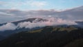 Mountain Landscape With Fog In Rarau Mountains, Romania