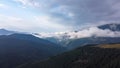 Mountain Landscape With Fog In Rarau Mountains, Romania