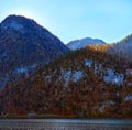 Mountain landscape with forest and blue sky in Austrian Alps. Salzkammergut region. Royalty Free Stock Photo