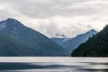 Mountain landscape in fraser valley at Chilliwack lake overcast sunny day