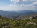 Mountain landscape in Gennargentu, highest mountain in Sardinia, Nuoro, Italy. Vaste peaks, dry plains and valleys with Royalty Free Stock Photo